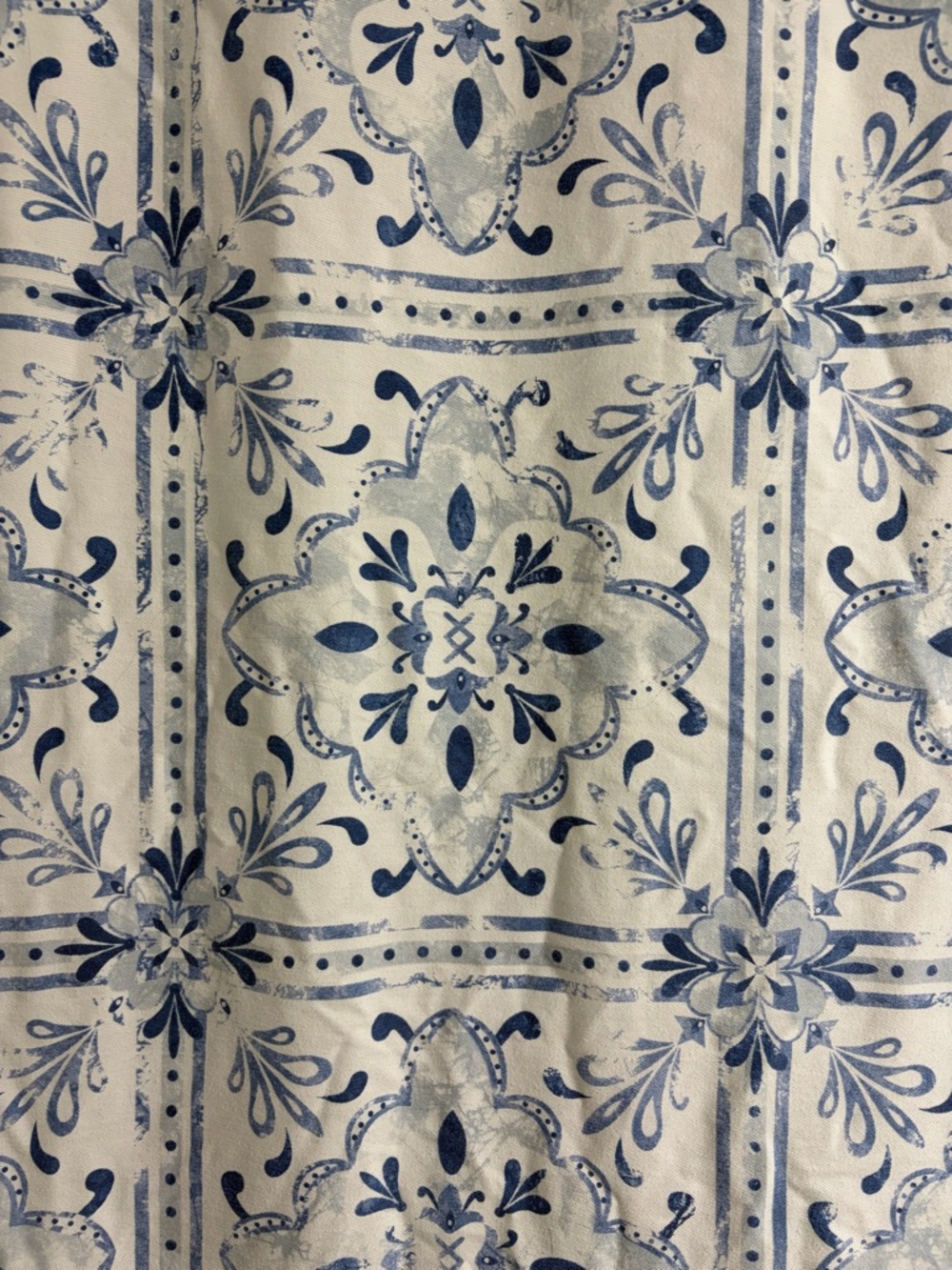 Blue Floral Tile Print Shower Curtain 🚿💙 - Picture 3 of 4